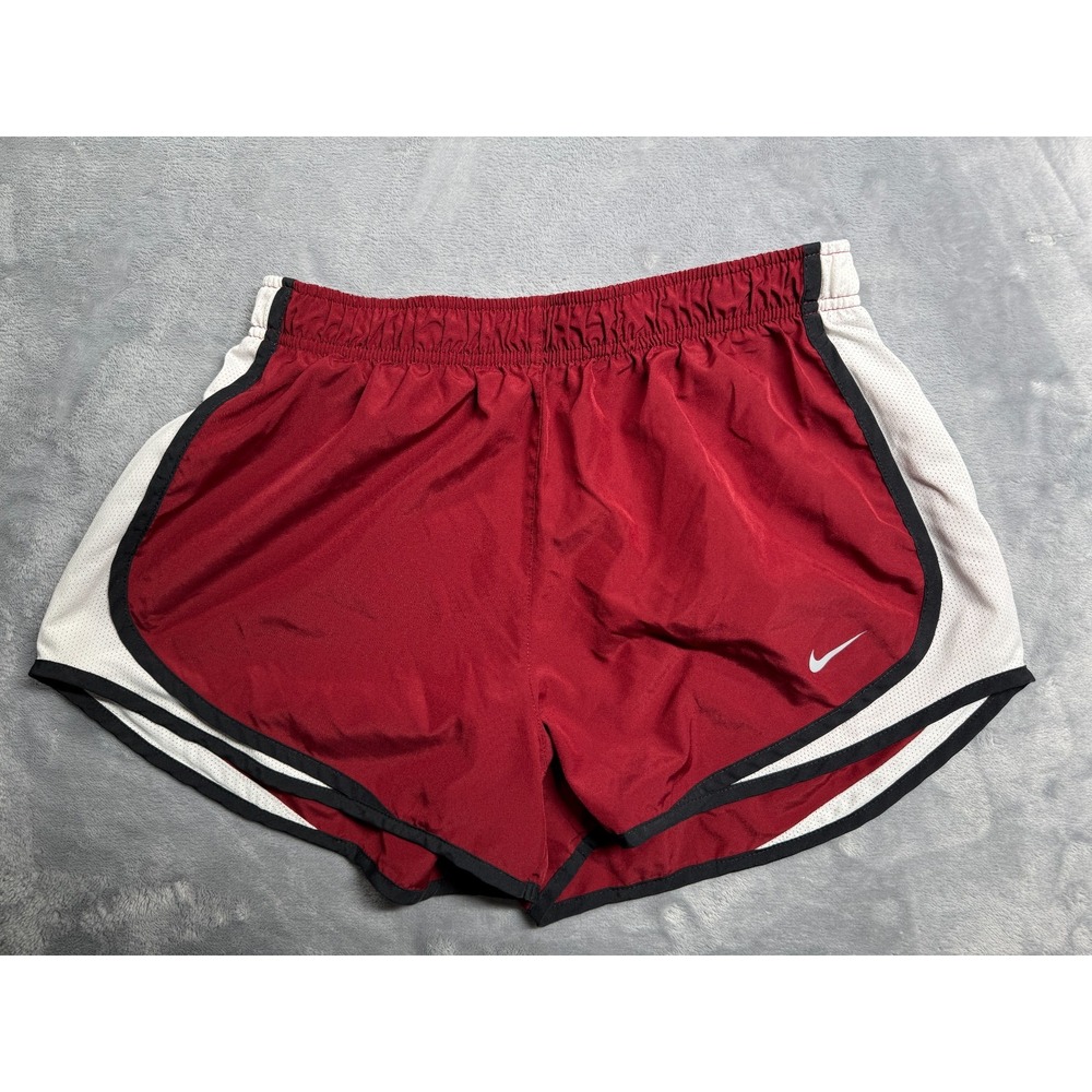 Nike Tempo Running Shorts Womens Small Red White Logo Performance Elastic Waist